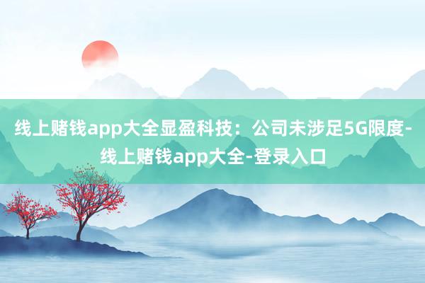 线上赌钱app大全显盈科技：公司未涉足5G限度-线上赌钱app大全-登录入口